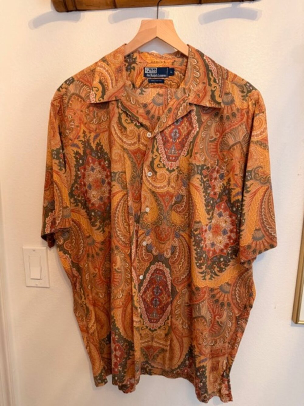 Vtg 90s RALPH LAUREN POLO MENS HAWAIIAN SHIRT, 100% COTTON SIZE L